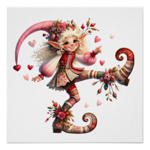 Poster Amour Précieux - Valentine Elf caractères thème