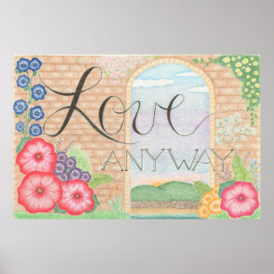 Poster Amour Quoi Qu'il En Soit Art Floral Mural