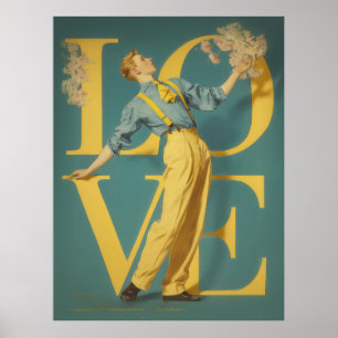 Poster Amour romantique rétro