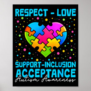 Poster Amour Soutien Cœur Puzzle Autisme Sensibilisation