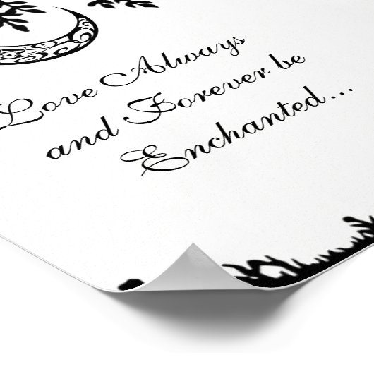 Poster Amour toujours enchanté lune arbre et cerf couple (Coin)