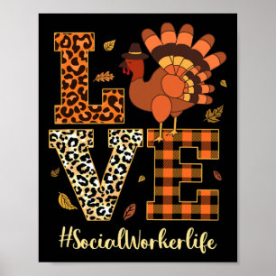 Poster Amour Travailleur Social Vie Thanksgiving Automne