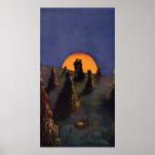 Poster Amour vintage et romance, Harvest Moon Kiss (Devant)