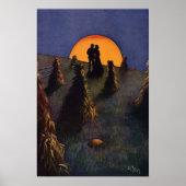 Poster Amour vintage et romance, Harvest Moon Kiss (Devant)