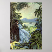 Poster Amour vintage et Romance, Vue Tropicale romantique (Devant)
