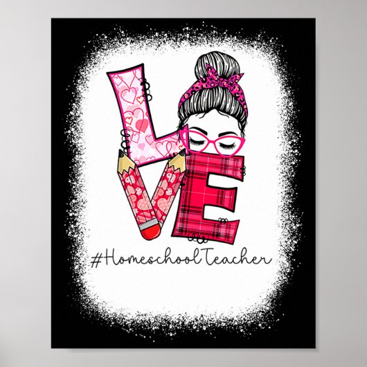 Poster Amour Vrac Coiffure Enseignante École à la maison  (Devant)