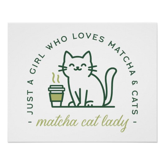 Poster Amoureuse de matcha et de chats drôle juste une fi (Devant)