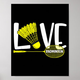 Poster Amoureux de badminton Raquette et volant mignons F