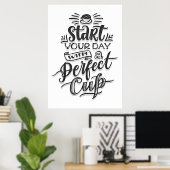 Poster Amoureux de café Commencez votre journée avec un c (Bureau à domicile)