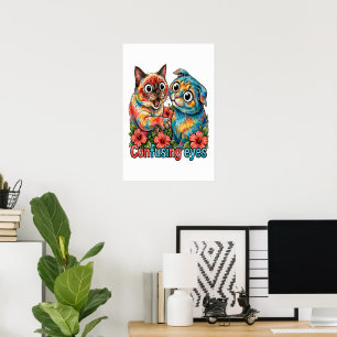 Poster Amoureux de Chats Mignons Charme Siamois & Chartre