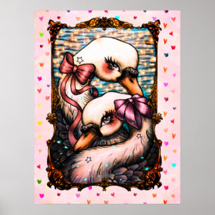 Poster Amoureux de cygnes