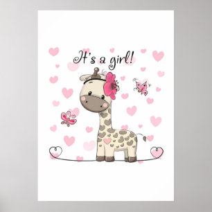 Poster Amoureux de girafe C'est une fille Girafe