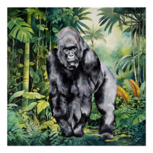 Poster Amoureux de gorilles de la jungle cool