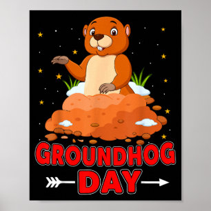 Poster Amoureux de la marmotte jour de la marmotte