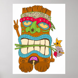 Poster Amoureux de la paix, Tiky Hippie Fou de Fleurs