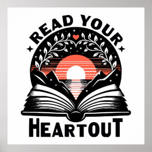 Poster Amoureux de lecture Lisez votre cœur Livre Nerd