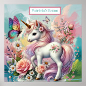 Poster Amoureux de licorne mignonne ajouter nom (Devant)
