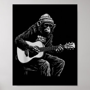 Poster Amoureux de musique de guitare acoustique singe dr