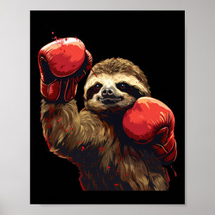 Poster Amoureux de paresseux de boxe Gants de boxe Kickbo