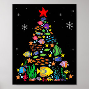Poster Amoureux de poissons Plage de mer Arbre de Noël aq