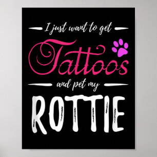 Poster Amoureux de Rottweiler Tatouage Drôle de Chien Mam