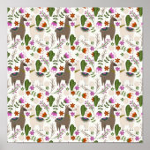 Poster Amoureux des animaux de motif floral Alpaca Cactus (Devant)
