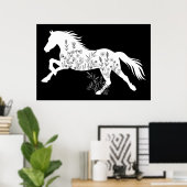 Poster Amoureux des animaux Floral Horse (Bureau à domicile)