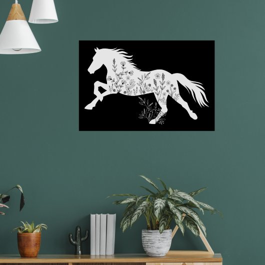 Poster Amoureux des animaux Floral Horse (Salon 1)