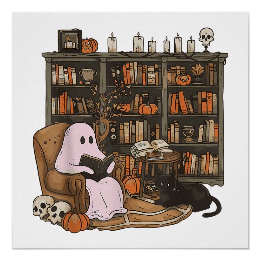 Poster Amoureux des chats du livre de lecture Ghost Hallo (Devant)