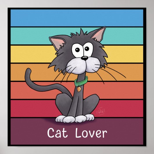 Poster Amoureux des chats festif (Devant)