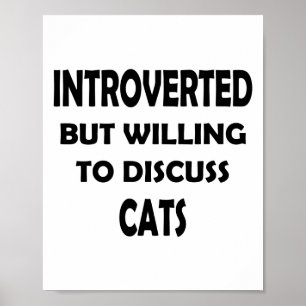 Poster Amoureux des chats Introvert - Drôle Design