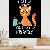 Poster Amoureux des chats Je Me Lève Tôt (Cuisine)