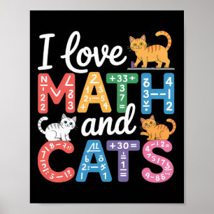 Poster Amoureux des chats mathématiques Prof de maths drô