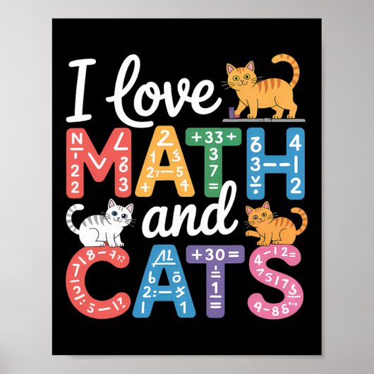 Poster Amoureux des chats mathématiques Prof de maths drô (Devant)