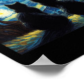 Poster Amoureux des chats noirs Nuit étoilée Van Gogh Cha (Coin)