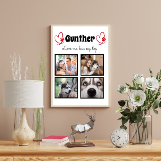 Poster Amoureux des chiens 4 photo collage customisé