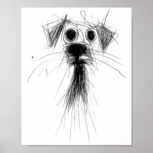 Poster Amoureux des chiens Abstrait Scribble Art mignon C