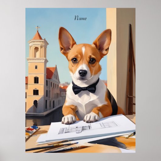 Poster Amoureux des chiens de Charming Corgi Architect (Devant)