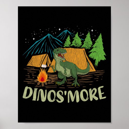 Poster Amoureux des dinosaures de camping S'more drôle de (Devant)