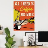 Poster Amoureux du café Café et musique (Bureau à domicile)