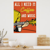 Poster Amoureux du café Café et musique (Cuisine)