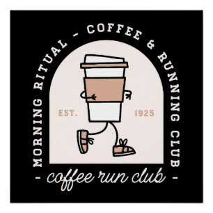 Poster Amoureux du café et de la course club de course dr
