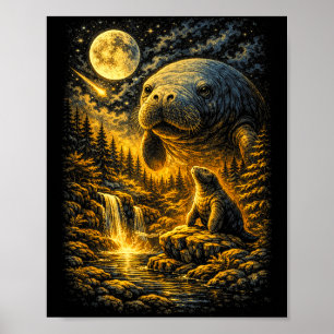 Poster Amoureux du lamantin respectez le lamantin marin l