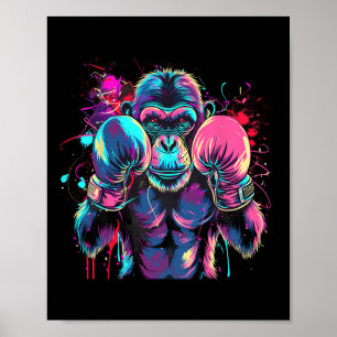 Poster Amoureux du singe de boxe Gants de boxe Kickboxing