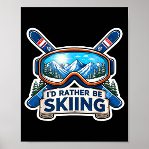 Poster Amoureux du ski skieur station de ski lunettes mon