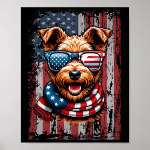 Poster Amoureux du Terrier Gallois Drapeau États-Unis 4 J