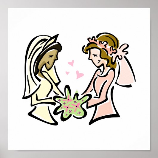 Poster Amoureux lesbiennes interraciales (Devant)