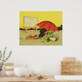 Poster Amoureux parasol vintage plage  (Cuisine)