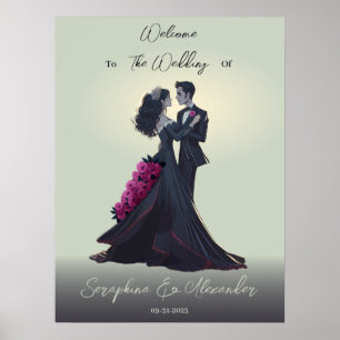 Poster Amoureux romantiques gothiques Mariage élégant Acc