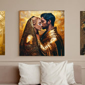 Poster Amoureux romantiques s'embrasser dans ❤️ Arrière -